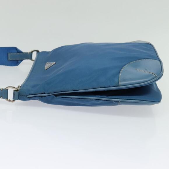 PRADA Shoulder Bag Nylon Blue Silver - Picture 4 of 12